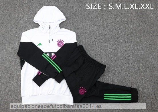 Nuevo Conjunto Completo Chaqueta Con Capucha Niños Bayern Munich 23/24 Blanco Negro Baratas